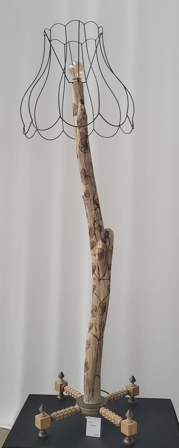 LAMPE BOIS FLOTTÉ "GINKGO"